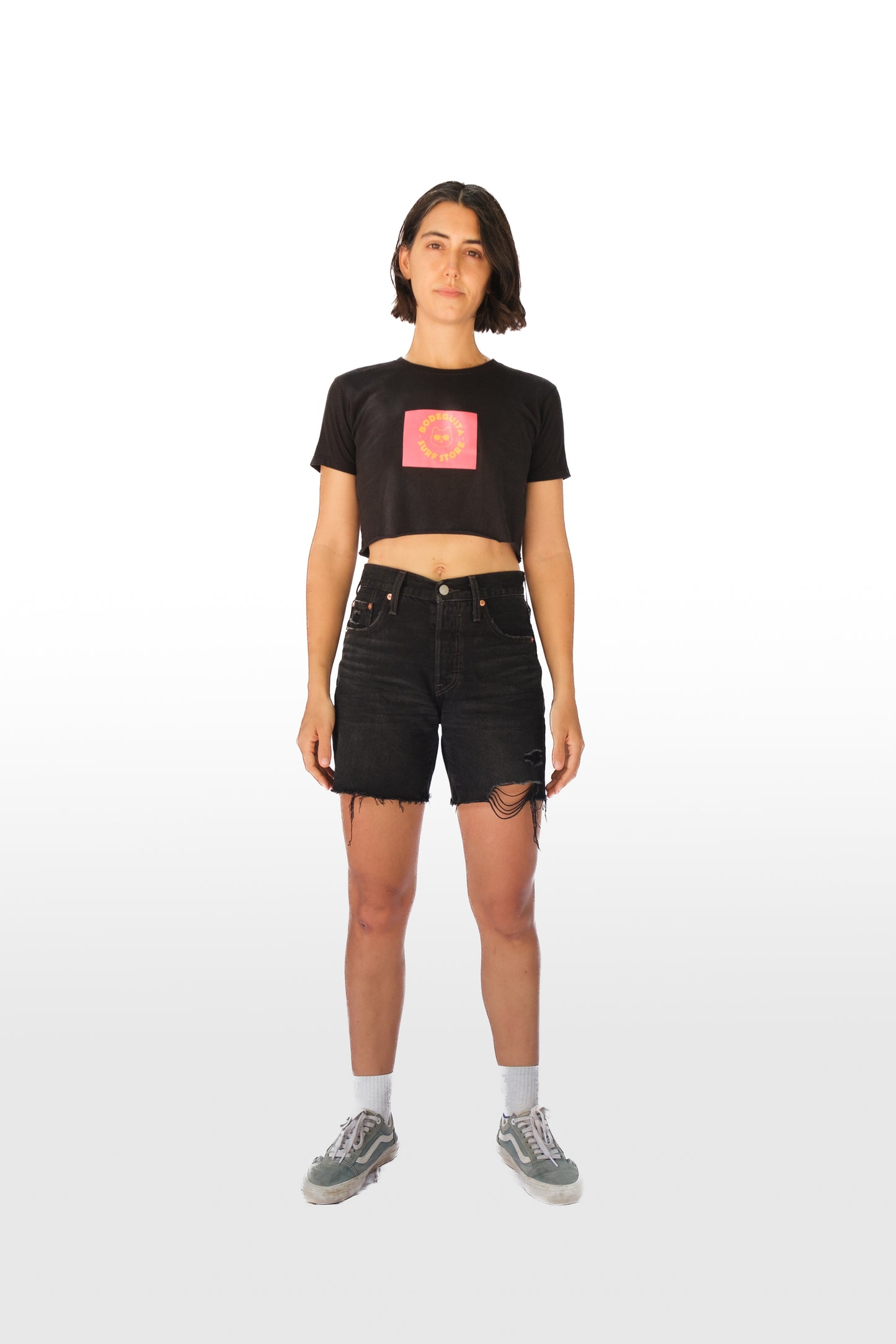 Bodeguita Surf Cat Crop tee