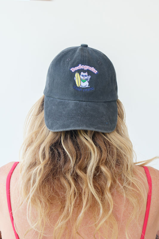 Washed Black Cap - Surf Cat