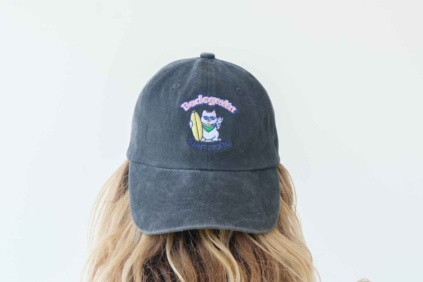 Washed Black Cap - Surf Cat