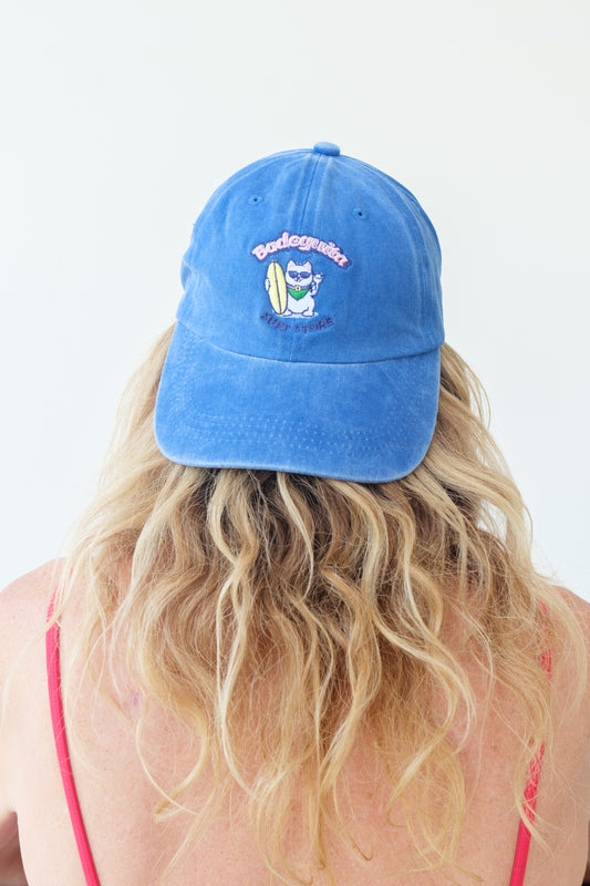 Washed Blue Cap - Surf Cat logo