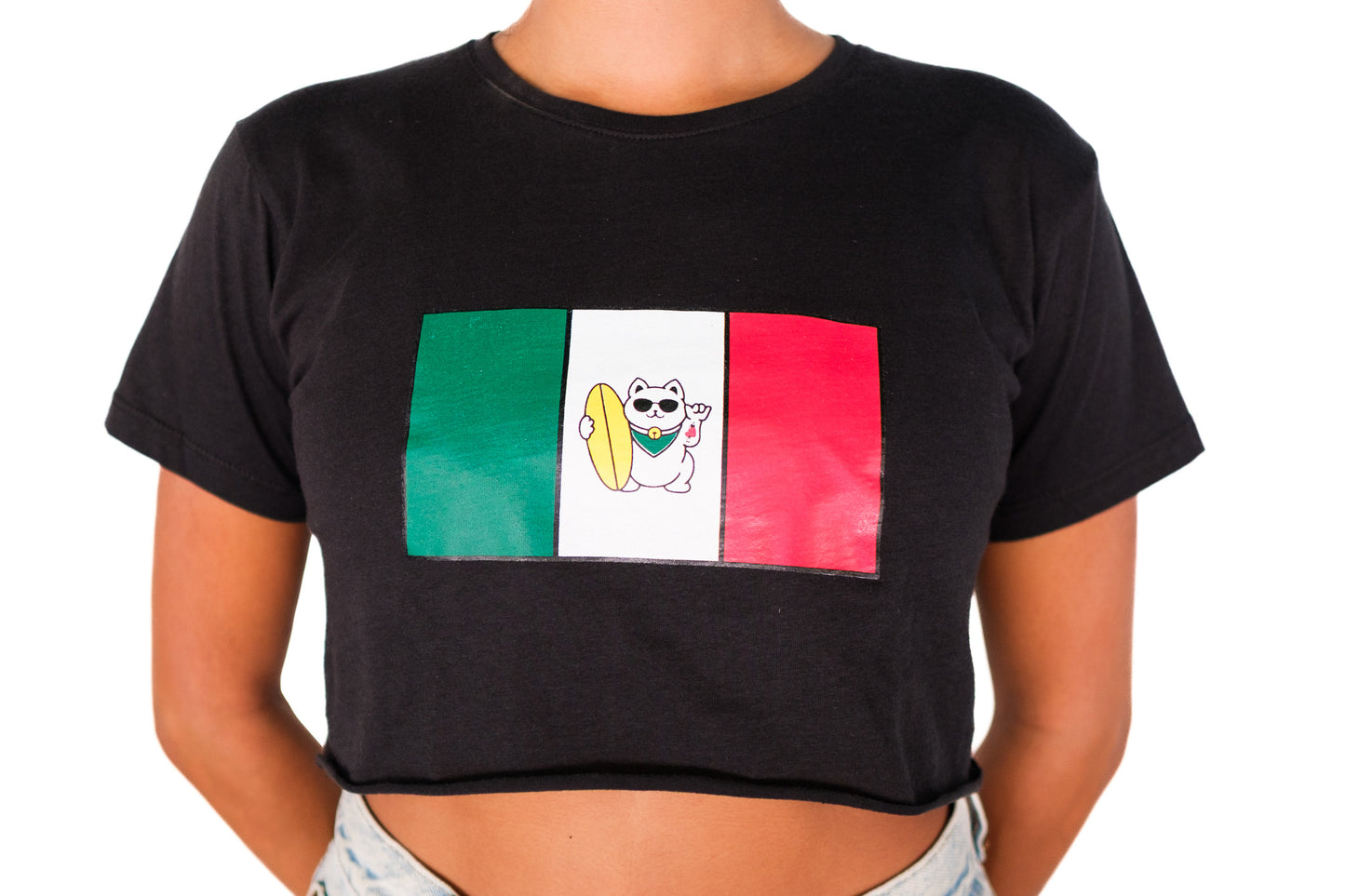 Bodeguita Cat Graphic Crop Tee