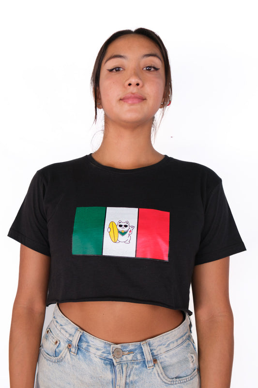 Bodeguita Cat Graphic Crop Tee
